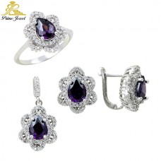 Gümüş zirkon taşlı set